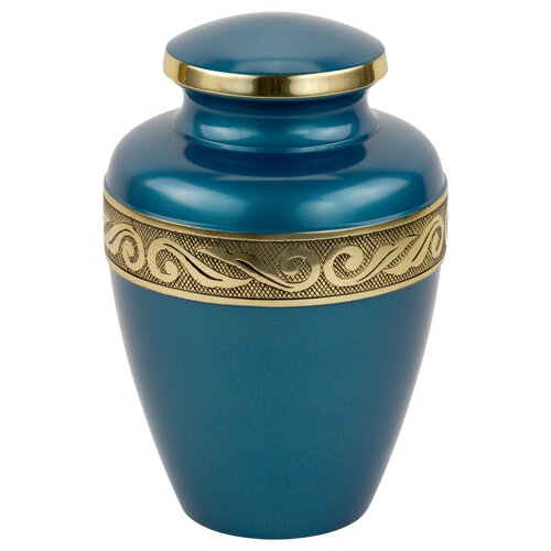 U - Lyric Blue Brass Urn
